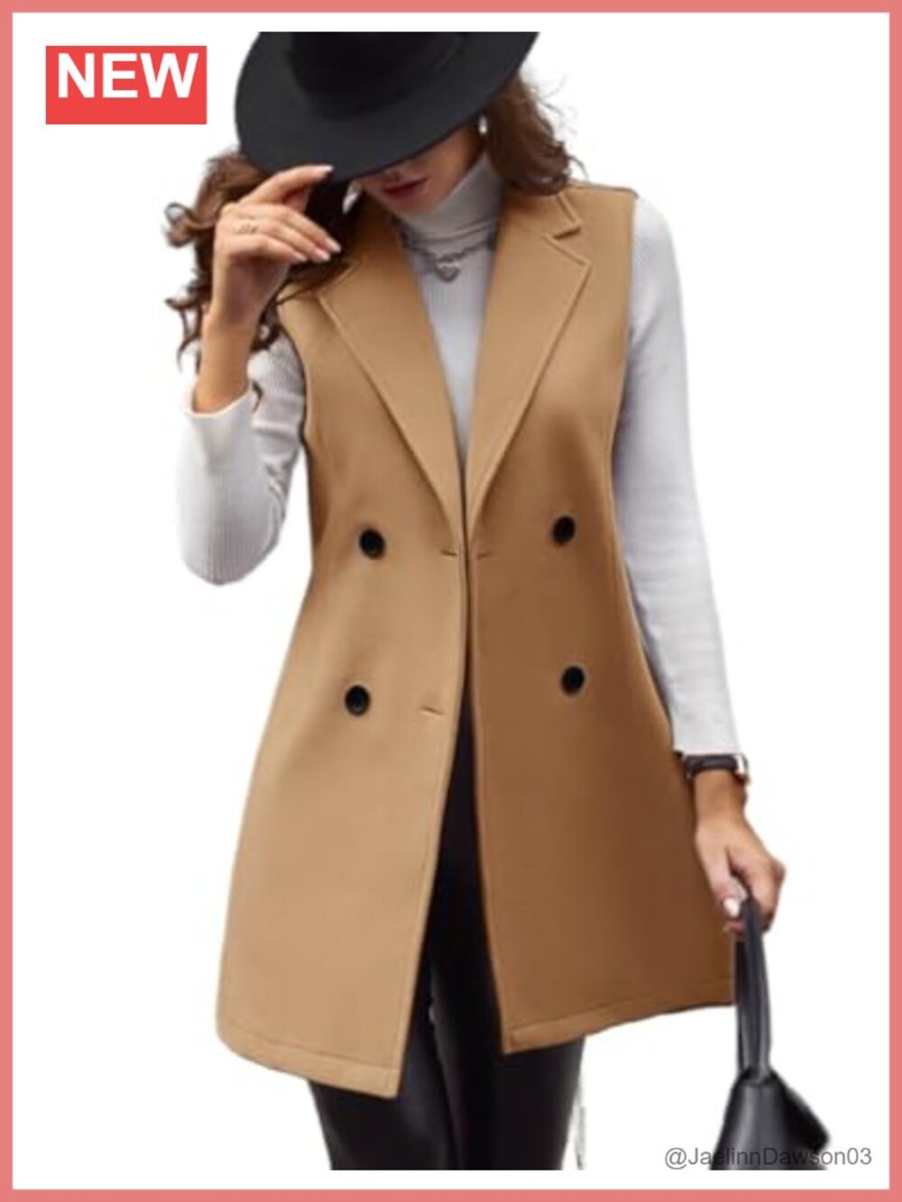 Wool Vest Sleeveless Double Breasted Trench Coat